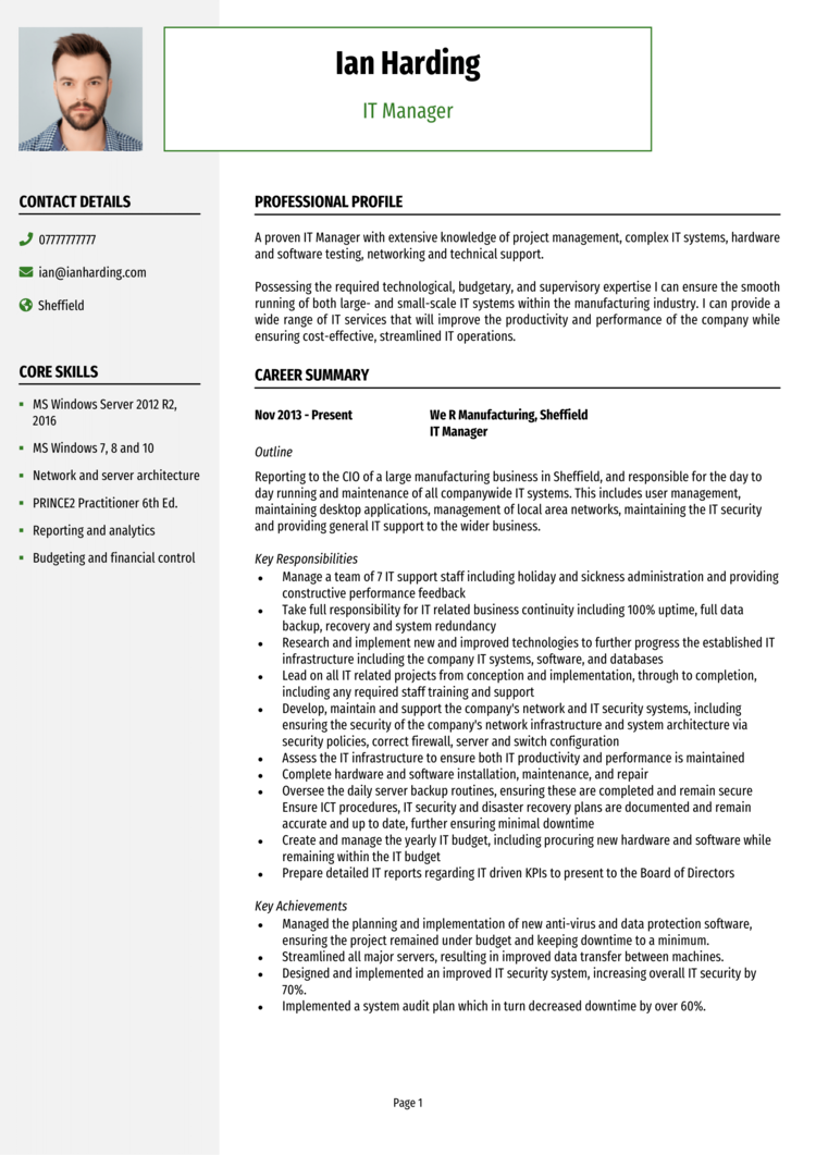 IT Manager CV-1