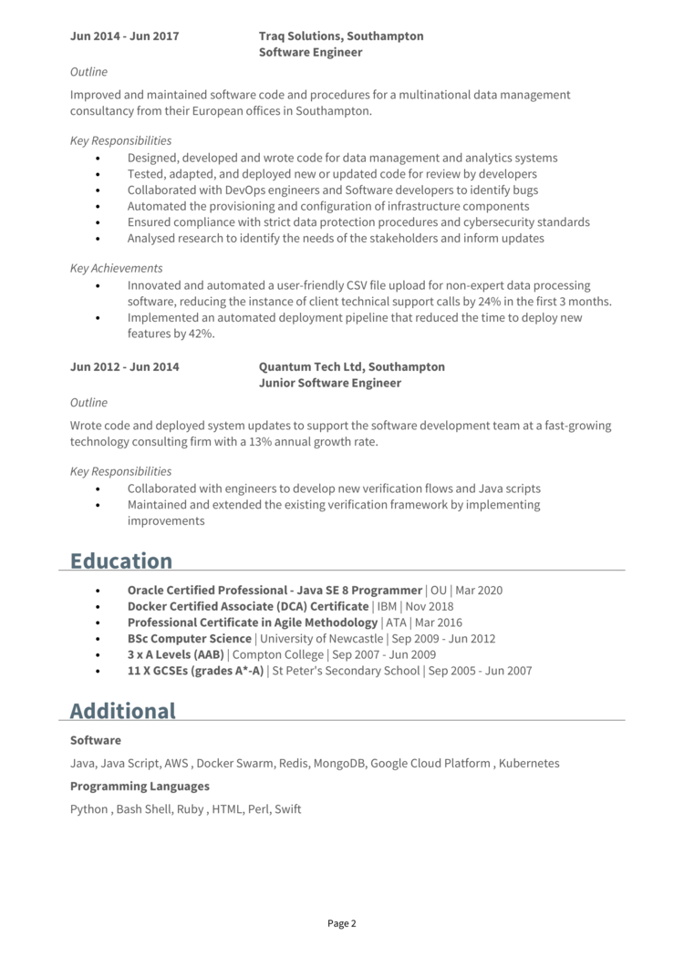 Senior Software Engineer CV-2