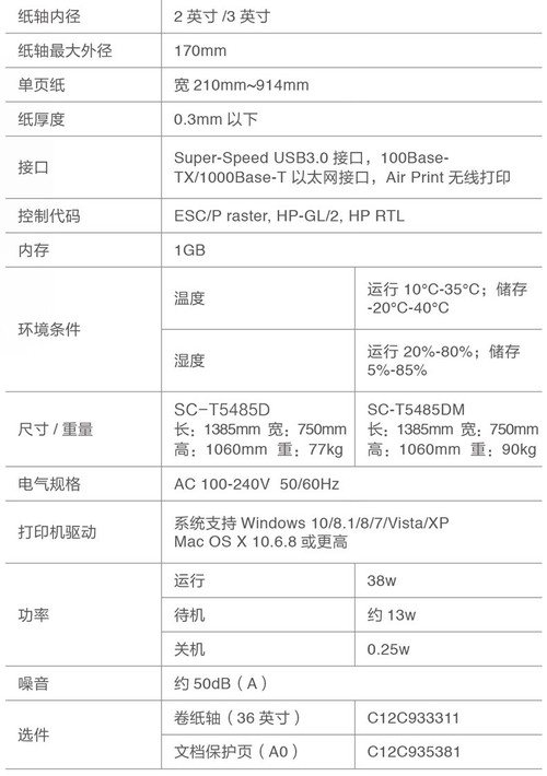 A0+幅面彩色喷墨打印机爱普生T5485DM促 