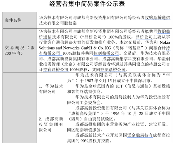 诺基亚出局！华为与成都高投等成立鼎桥控股公司